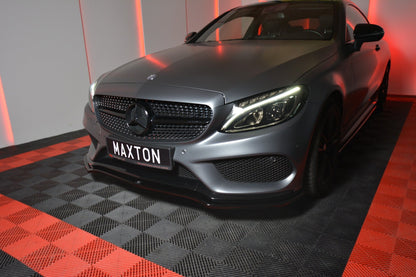 Front Ansatz V.1 für MERCEDES- BENZ C-KLASSE W205 COUPE AMG-LINE schwarz Hochglanz