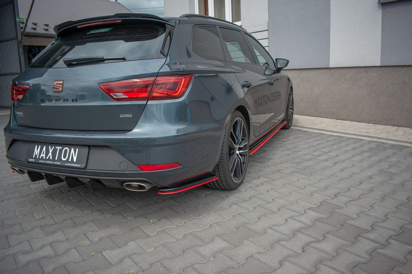 Heck Ansatz Flaps Diffusor passend für V.2 Seat Leon Mk3 Cupra ST Facelift schwarz matt
