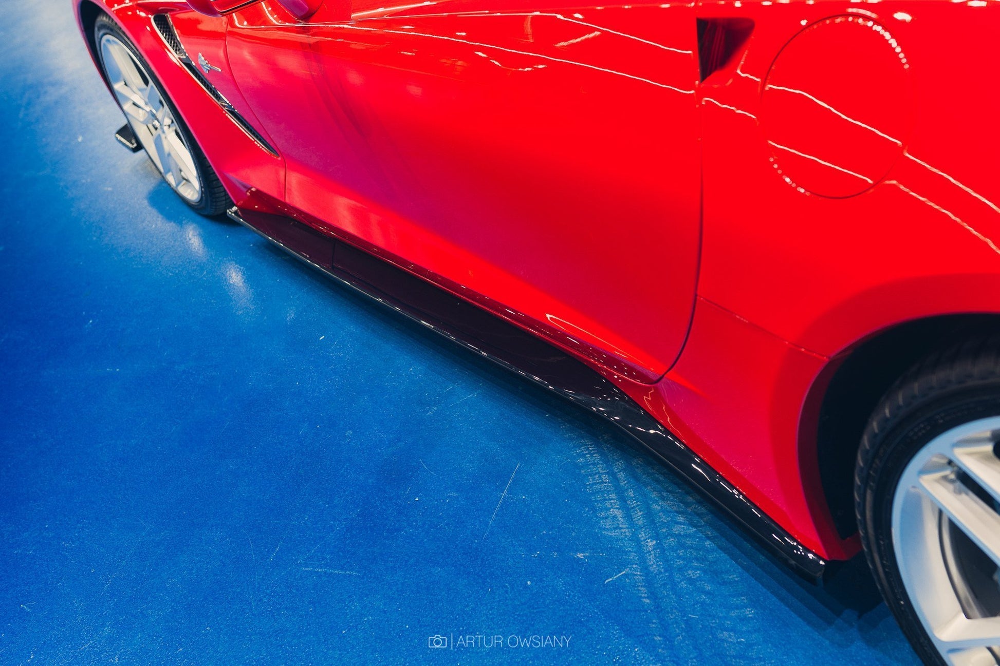 Seitenschweller Ansatz für CHEVROLET CORVETTE C7 schwarz Hochglanz