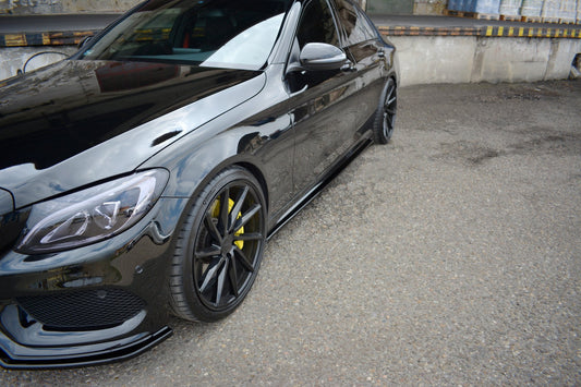 Seitenschweller Ansatz für MERCEDES- BENZ C43 AMG W205 schwarz matt