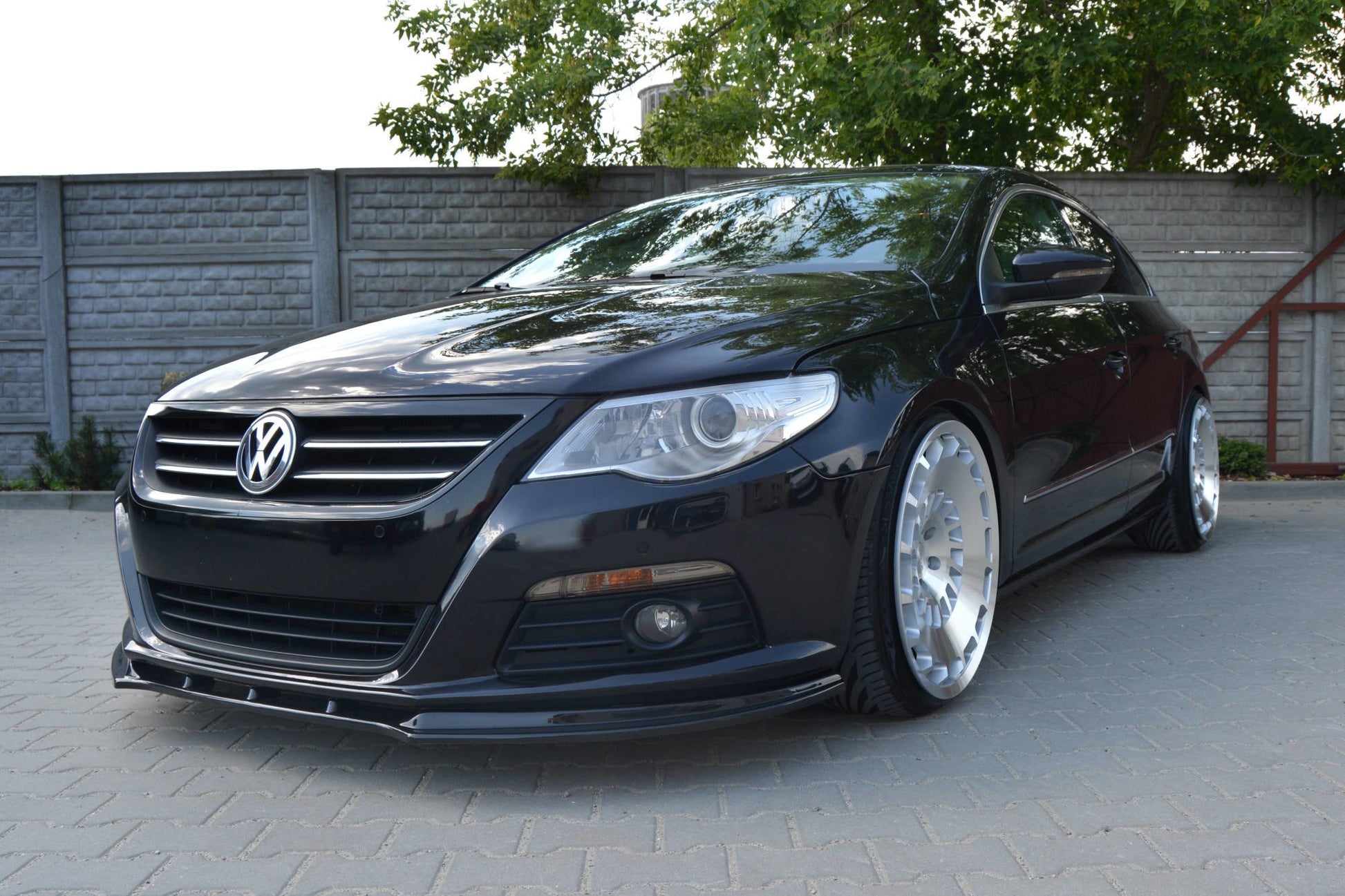 Front Ansatz V.1 für VW PASSAT CC vor Facelift, STANDARD STOßSTANGE schwarz Hochglanz