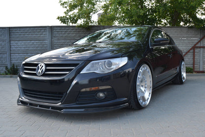 Front Ansatz V.1 für VW PASSAT CC vor Facelift, STANDARD STOßSTANGE schwarz Hochglanz