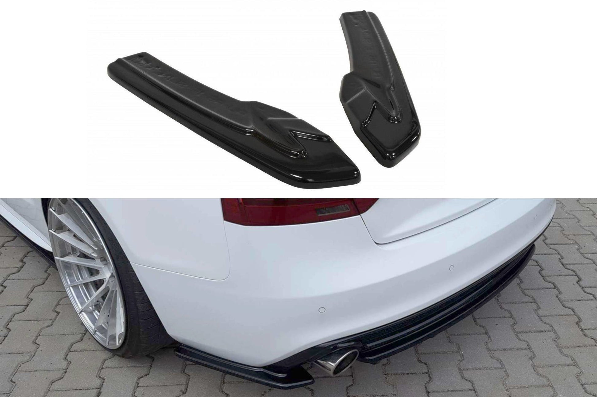 Heck Ansatz Flaps Diffusor für AUDI A5 S-LINE Facelift Carbon Look