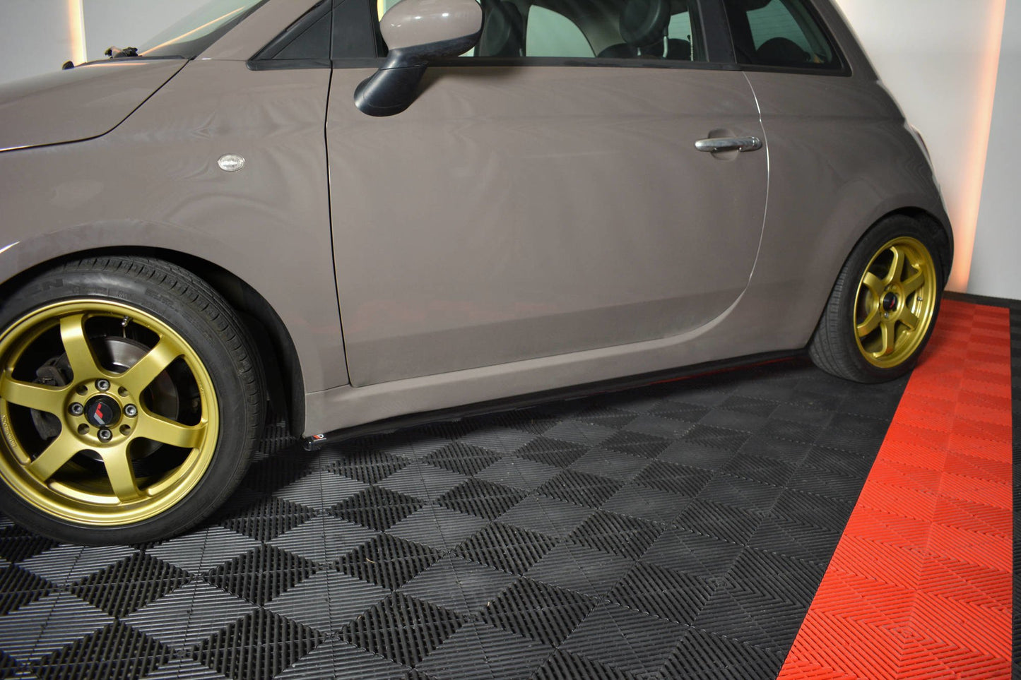 Seitenschweller Ansatz für FIAT 500 HATCHBACK vor Facelift schwarz matt