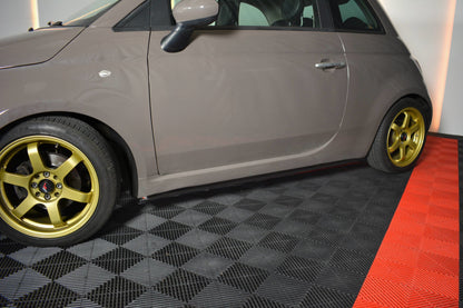 Seitenschweller Ansatz für FIAT 500 HATCHBACK vor Facelift schwarz matt