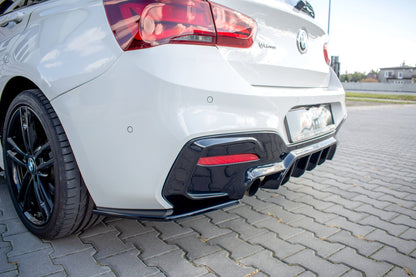 Heck Ansatz Flaps Diffusor für BMW 1er F20 Facelift M-power schwarz matt