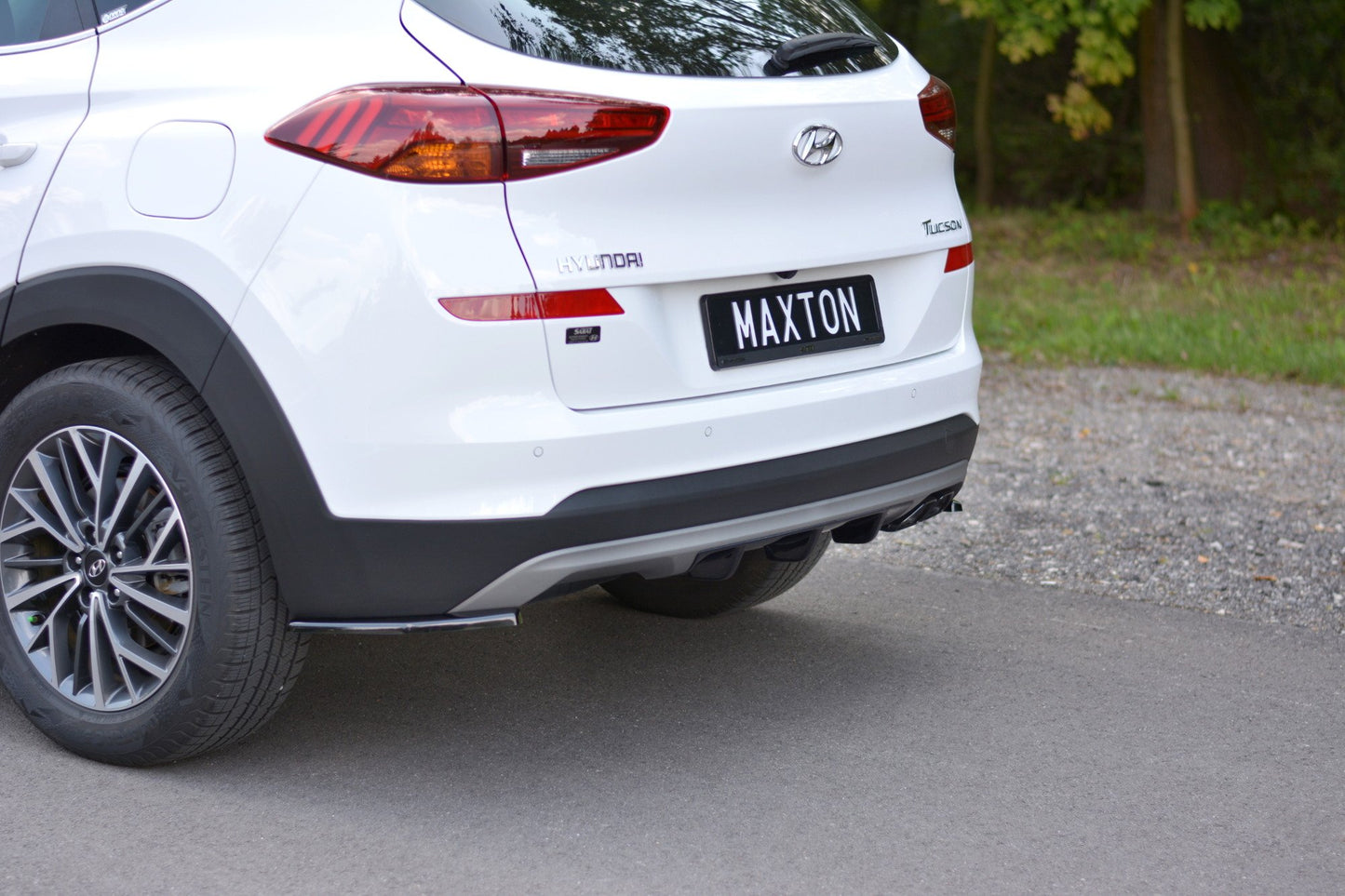 Heck Ansatz Flaps Diffusor für Hyundai Tucson Mk3 Facelift schwarz matt
