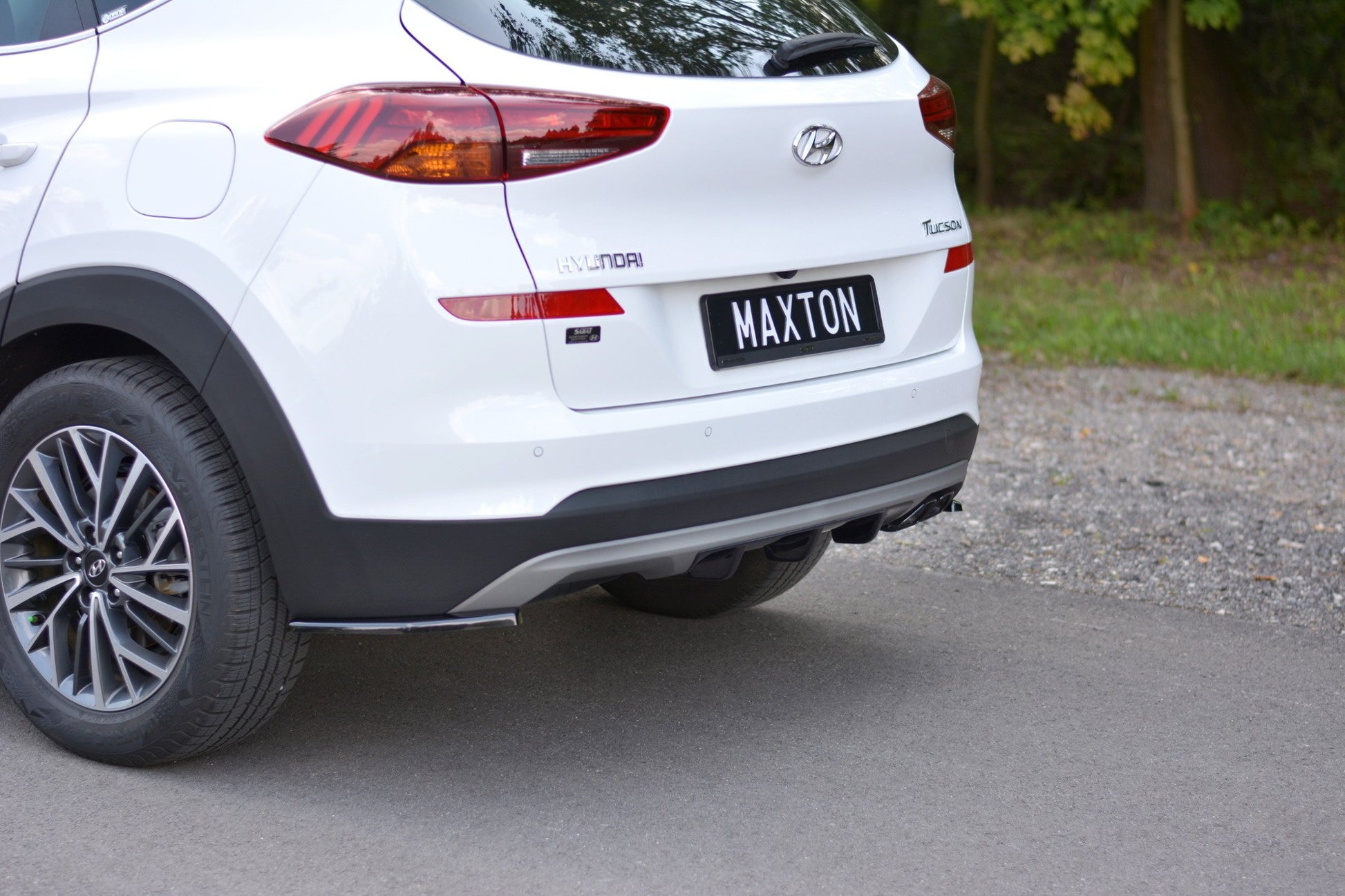 Heck Ansatz Flaps Diffusor für Hyundai Tucson Mk3 Facelift schwarz matt