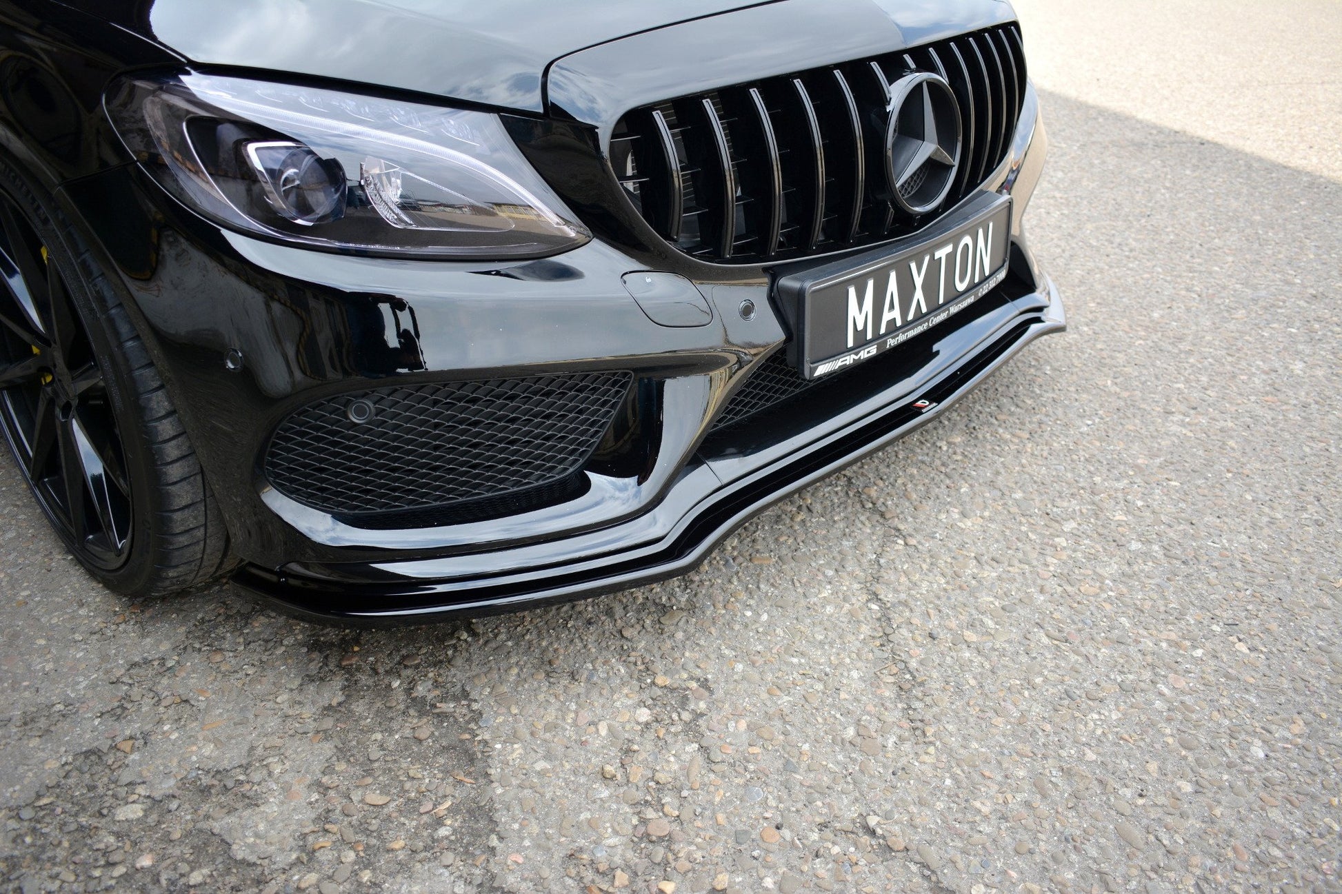 Front Ansatz V.1 für MERCEDES- BENZ C43 AMG W205 schwarz Hochglanz