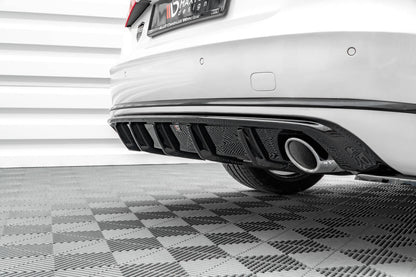 Diffusor Heck Ansatz für Audi A8 D4 schwarz Hochglanz