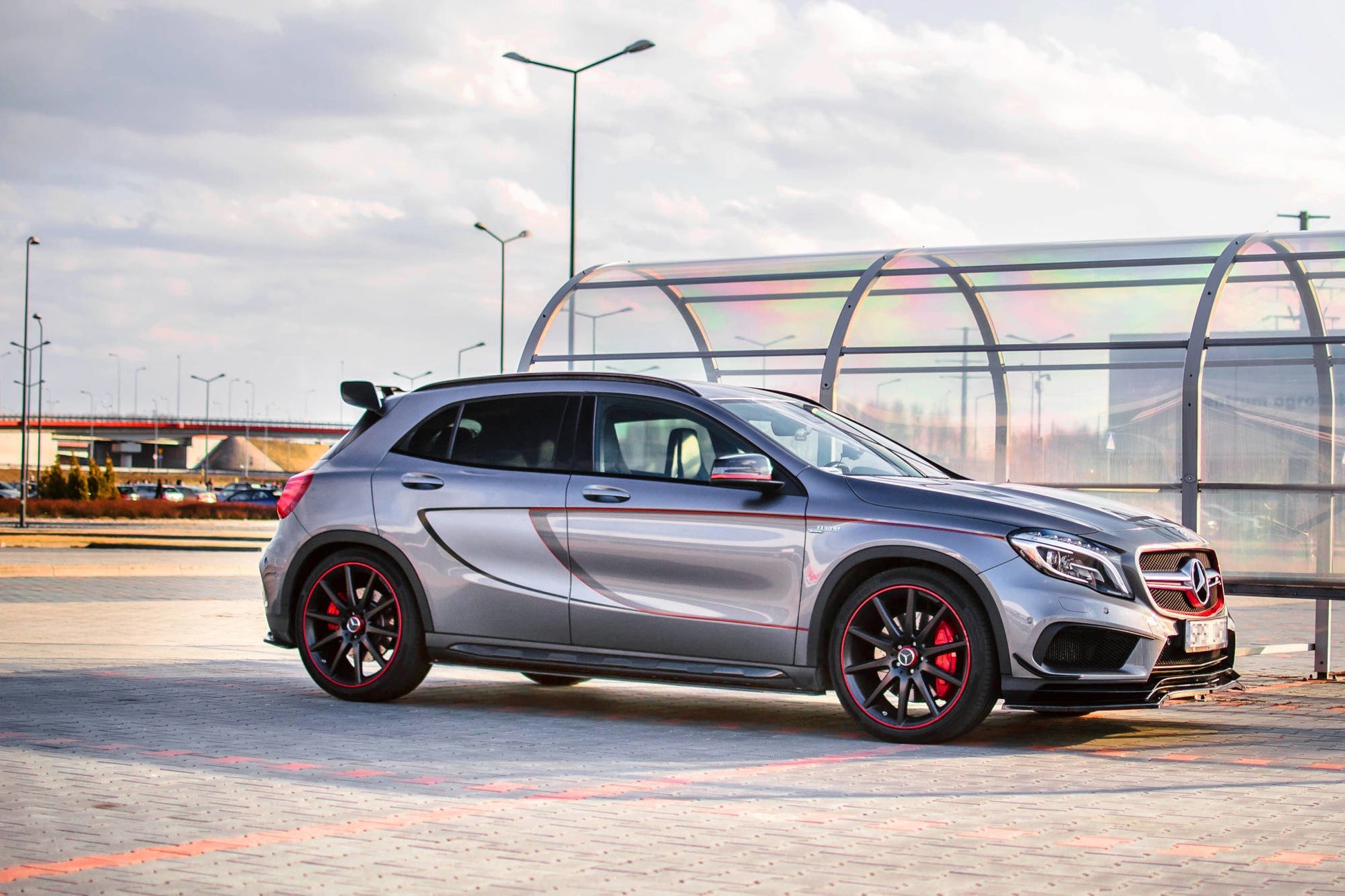 Seitenschweller Ansatz für Mercedes GLA 45 AMG SUV (X156) vor Facelift Carbon Look