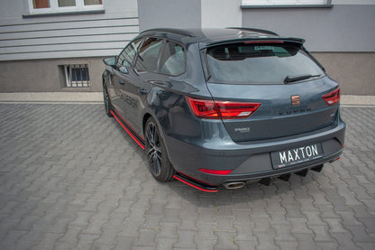 Heck Ansatz Flaps Diffusor V.4 für Seat Leon Cupra Mk3 FL Sportstourer schwarz matt