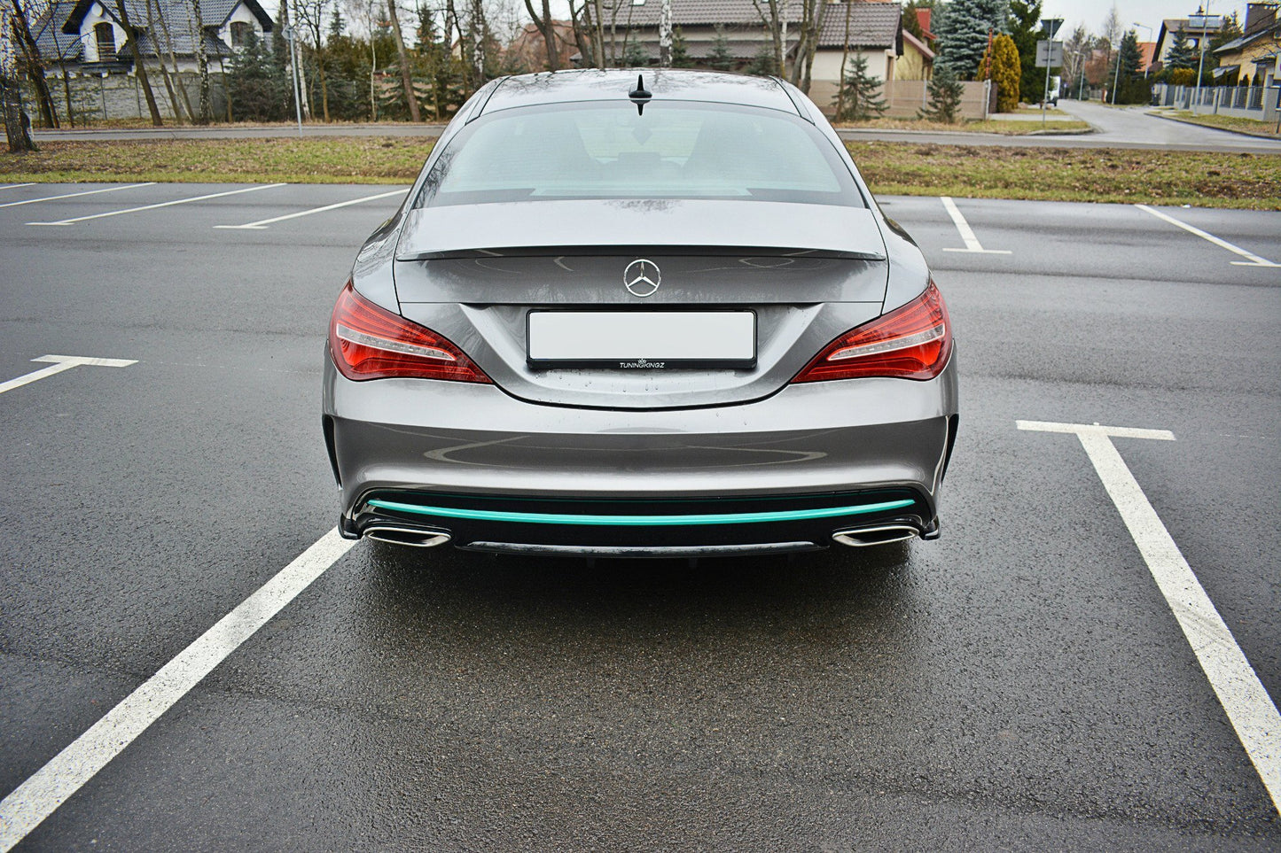Heck Ansatz Flaps Diffusor für Mercedes CLA C117 AMG-LINE FACELIFT schwarz Hochglanz