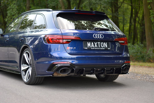 Diffusor Heck Ansatz für Audi RS4 B9 Avant schwarz matt