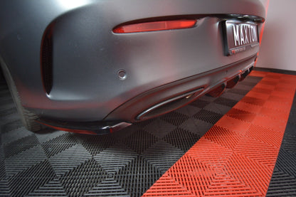 Heck Ansatz Flaps Diffusor für MERCEDES- BENZ C-KLASSE W205 COUPE AMG-LINE Carbon Look