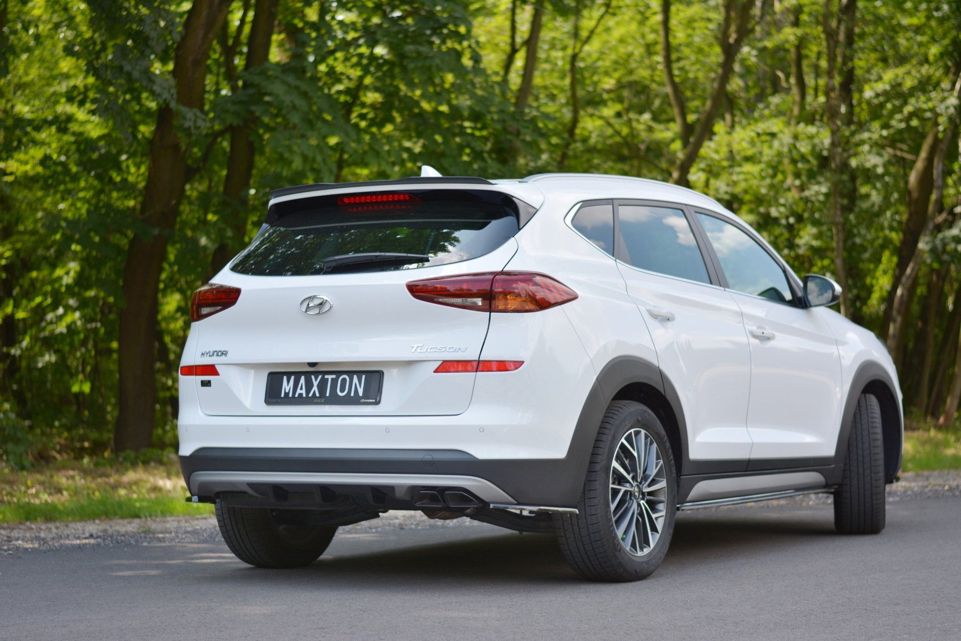Heck Ansatz Flaps Diffusor für Hyundai Tucson Mk3 Facelift schwarz matt