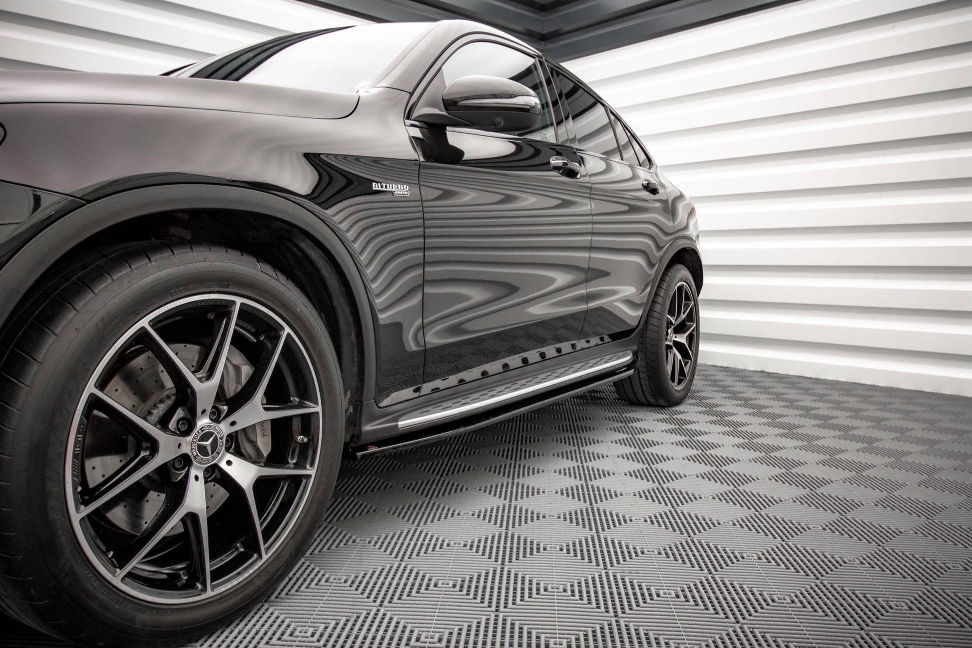 Seitenschweller Ansatz für Mercedes-Benz GLC Coupe AMG-Line C253 Facelift schwarz Hochglanz