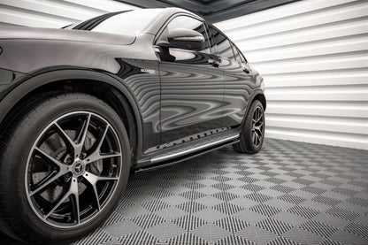 Seitenschweller Ansatz für Mercedes-Benz GLC Coupe AMG-Line C253 Facelift schwarz Hochglanz