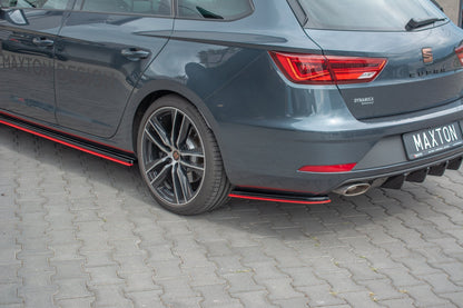 Heck Ansatz Flaps Diffusor passend für V.2 Seat Leon Mk3 Cupra ST Facelift Carbon Look