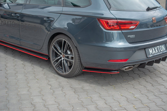 Heck Ansatz Flaps Diffusor passend für V.2 Seat Leon Mk3 Cupra ST Facelift Carbon Look
