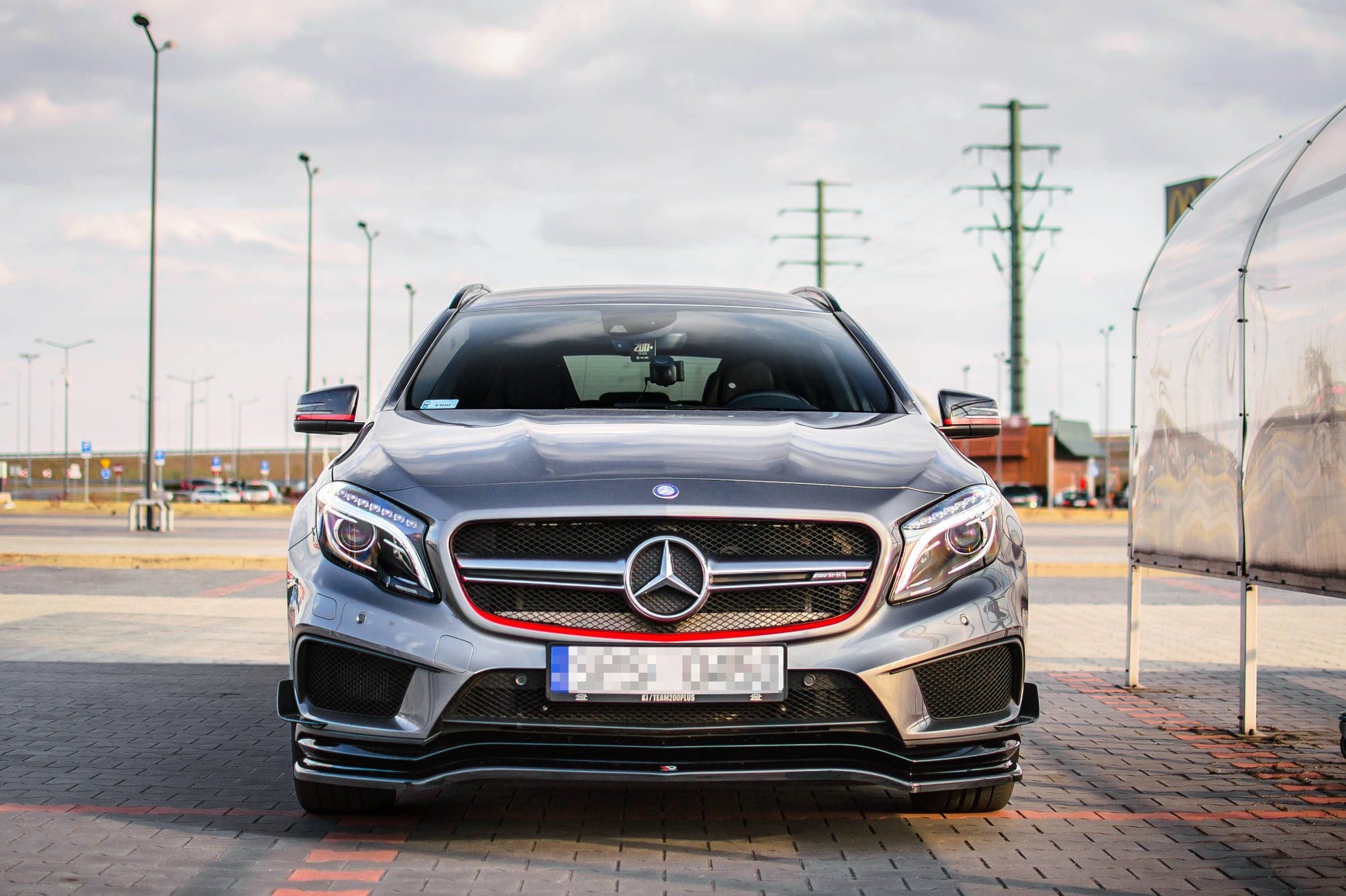 Front Ansatz für Mercedes GLA 45 AMG SUV (X156) vor Facelift schwarz Hochglanz