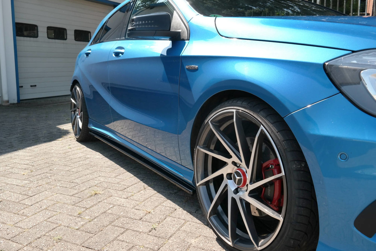 Seitenschweller Ansatz für Mercedes W176 AMG-LINE vor Facelift schwarz matt