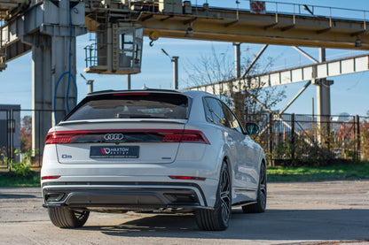 Heck Ansatz Flaps Diffusor für Audi Q8 S-line Carbon Look