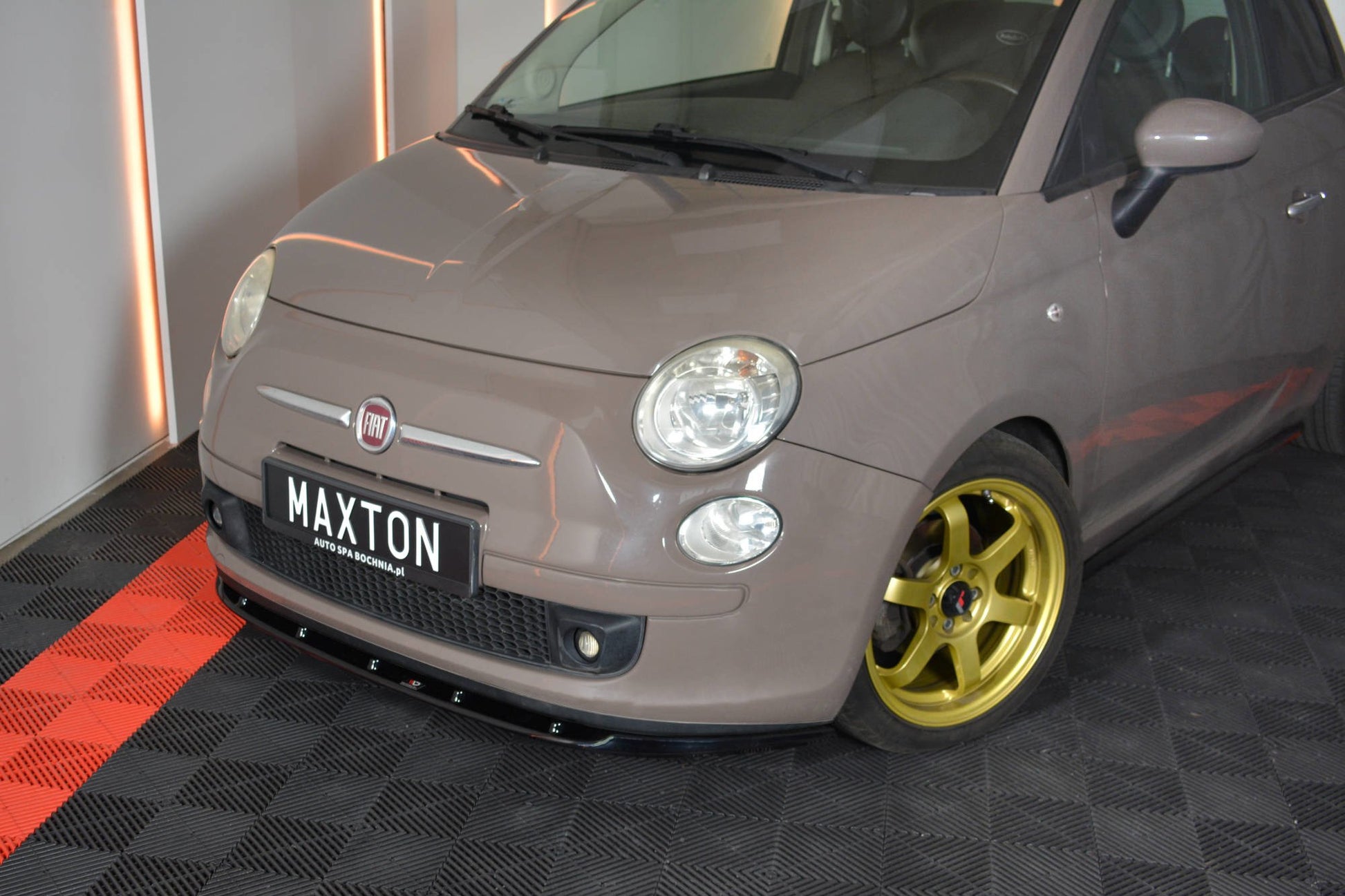 Front Ansatz V.1 für FIAT 500 HATCHBACK vor Facelift schwarz matt