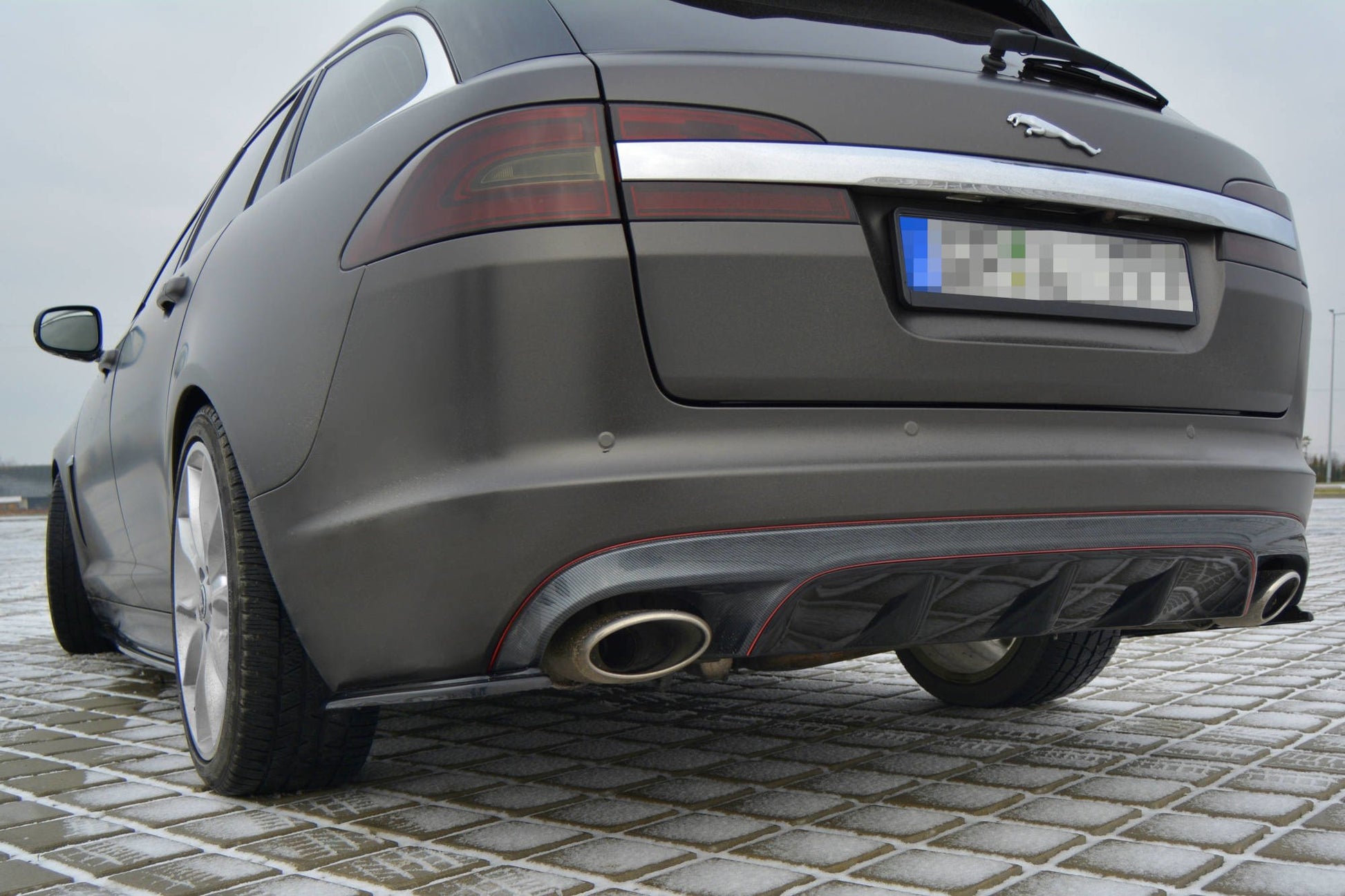 Heck Ansatz Flaps Diffusor für JAGUAR XF (X250) MK1 SPORTBRAKE S-PACK schwarz matt