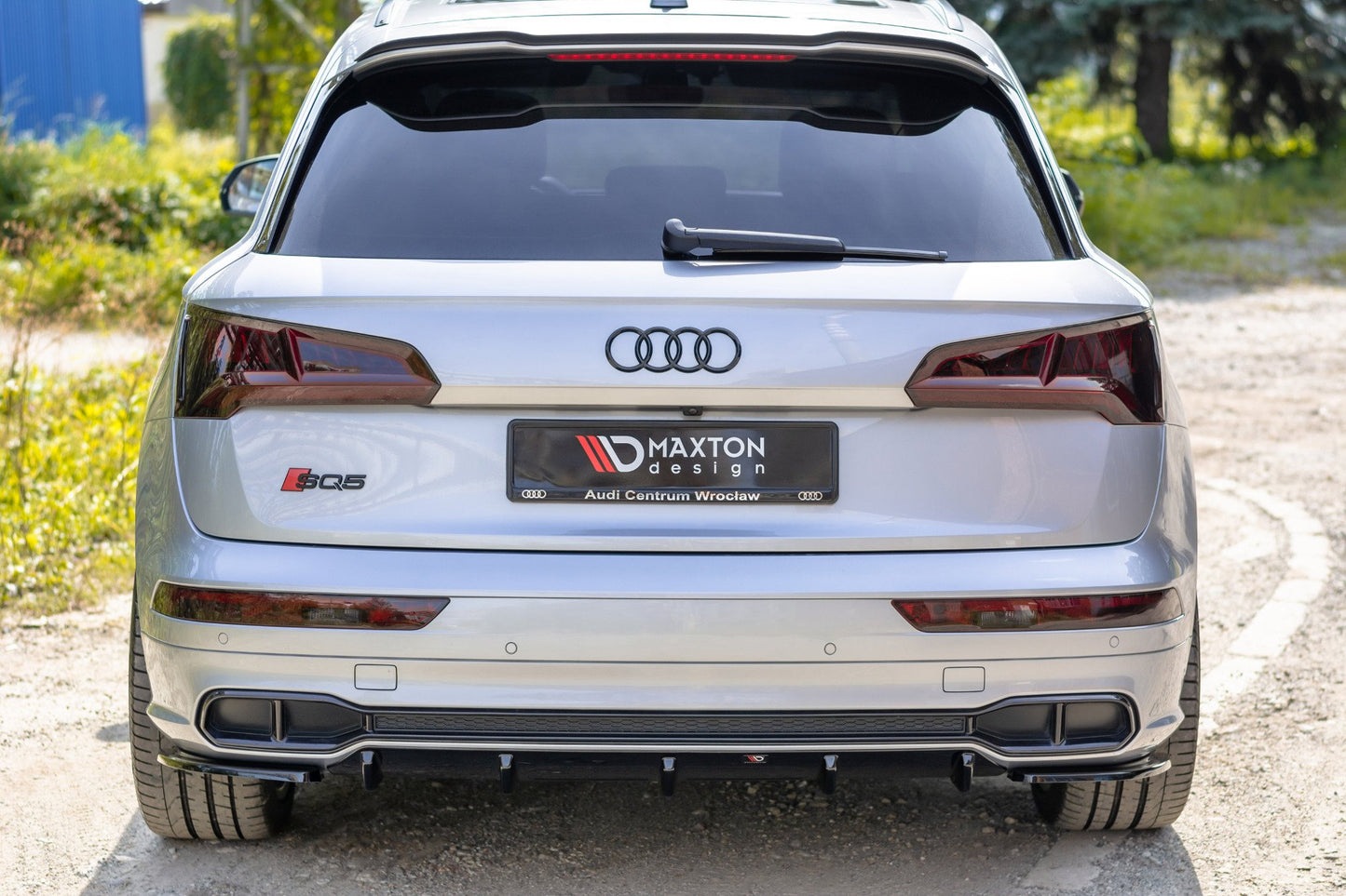 Heck Ansatz Flaps Diffusor für Audi SQ5/Q5 S-line MkII schwarz Hochglanz
