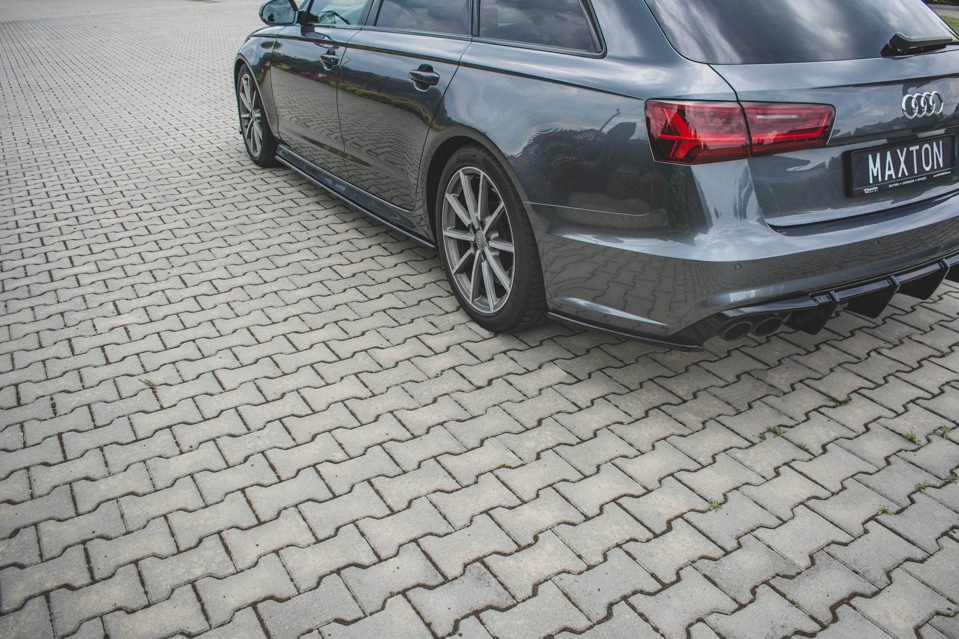 Heck Ansatz Flaps Diffusor für Audi S6 / A6 S-Line C7 FL schwarz matt