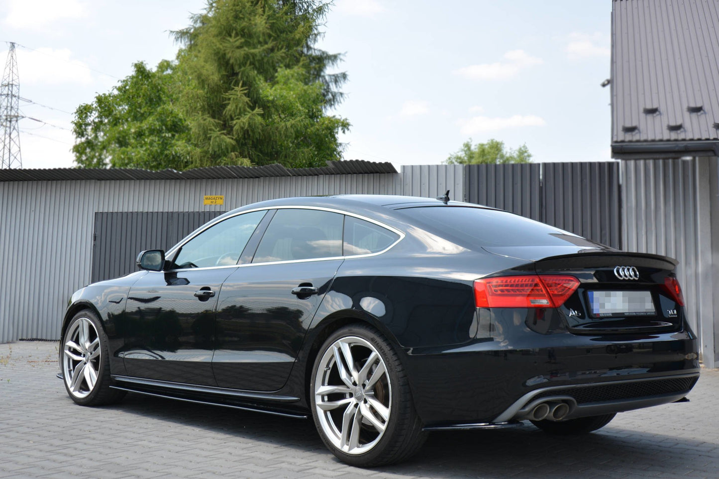 Heck Ansatz Flaps Diffusor für Audi A5 S-Line 8T FL Sportback  schwarz Hochglanz
