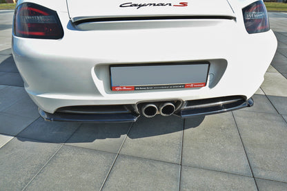 Heck Ansatz Flaps Diffusor für PORSCHE CAYMAN S 987C  schwarz matt