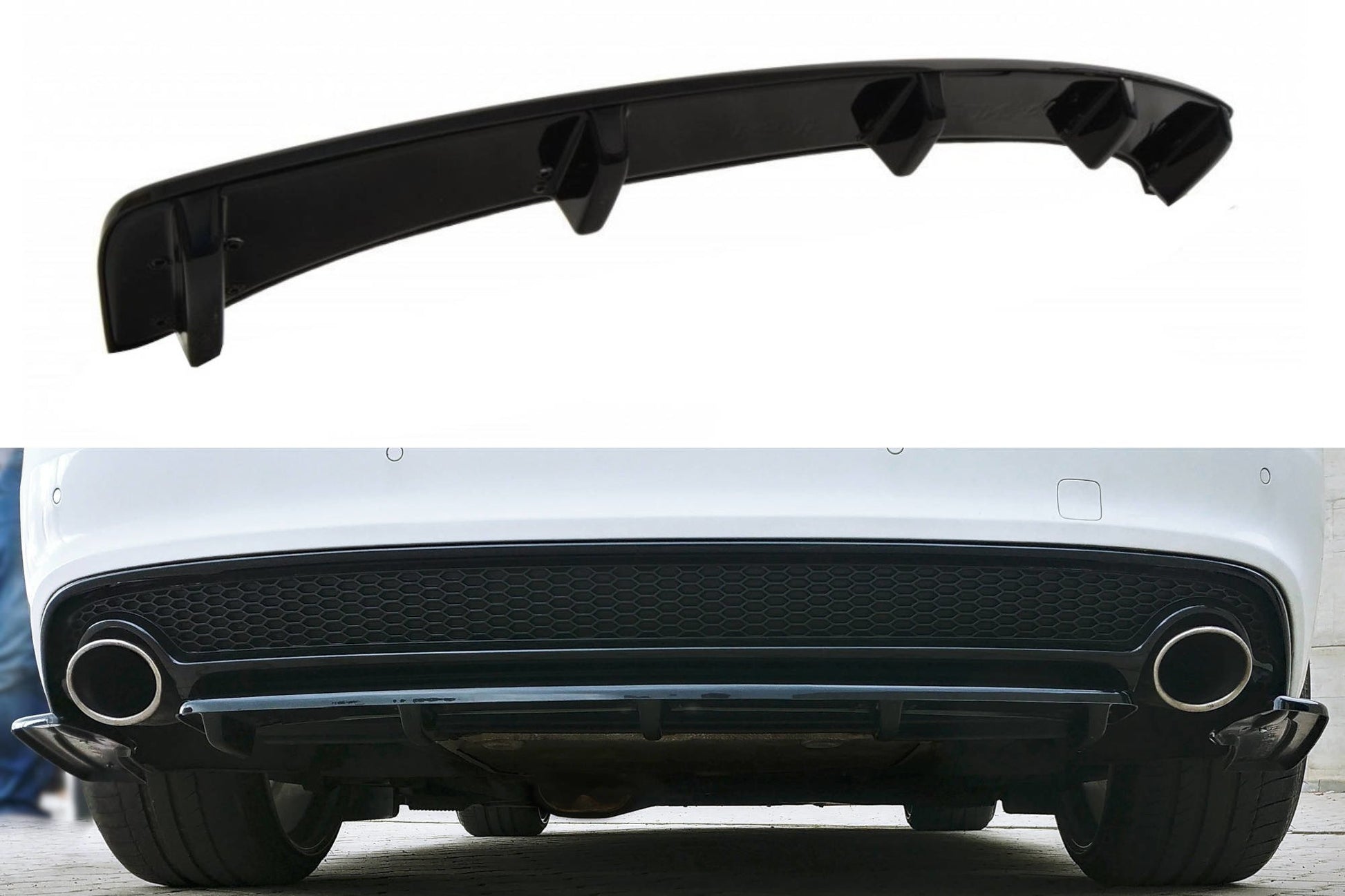 Mittlerer Diffusor Heck Ansatz für Audi A5 S-Line 8T FL Coupe / Sportback DTM LOOK schwarz matt