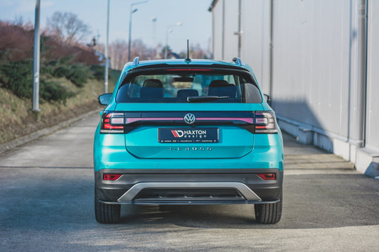 Mittlerer Diffusor Heck Ansatz für Volkswagen T-Cross schwarz Hochglanz