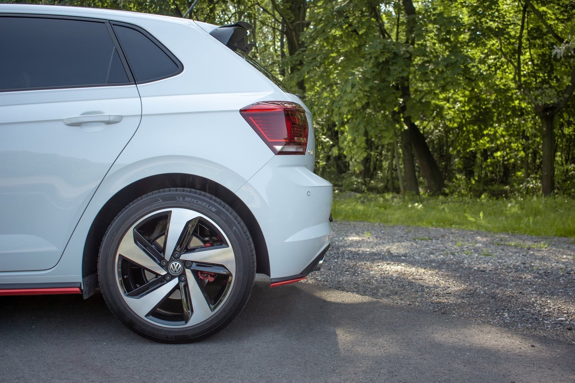 Heck Ansatz Flaps Diffusor für VW POLO MK6 GTI Carbon Look
