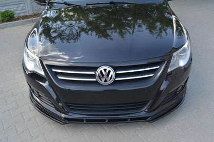 Front Ansatz V.1 für VW PASSAT CC vor Facelift, STANDARD STOßSTANGE schwarz Hochglanz