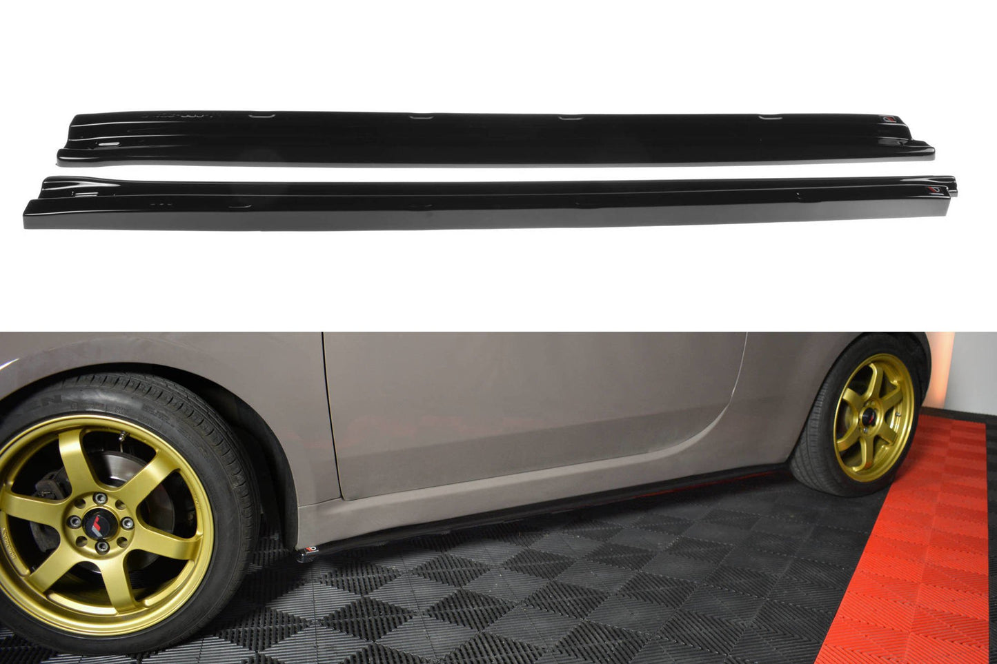 Seitenschweller Ansatz für FIAT 500 HATCHBACK vor Facelift Carbon Look