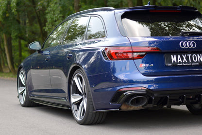 Heck Ansatz Flaps Diffusor für Audi RS4 B9 Avant Carbon Look