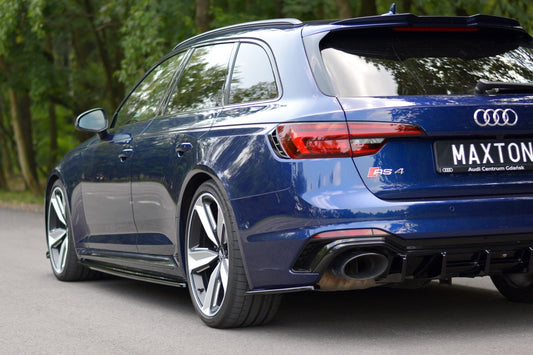 Heck Ansatz Flaps Diffusor für Audi RS4 B9 Avant Carbon Look