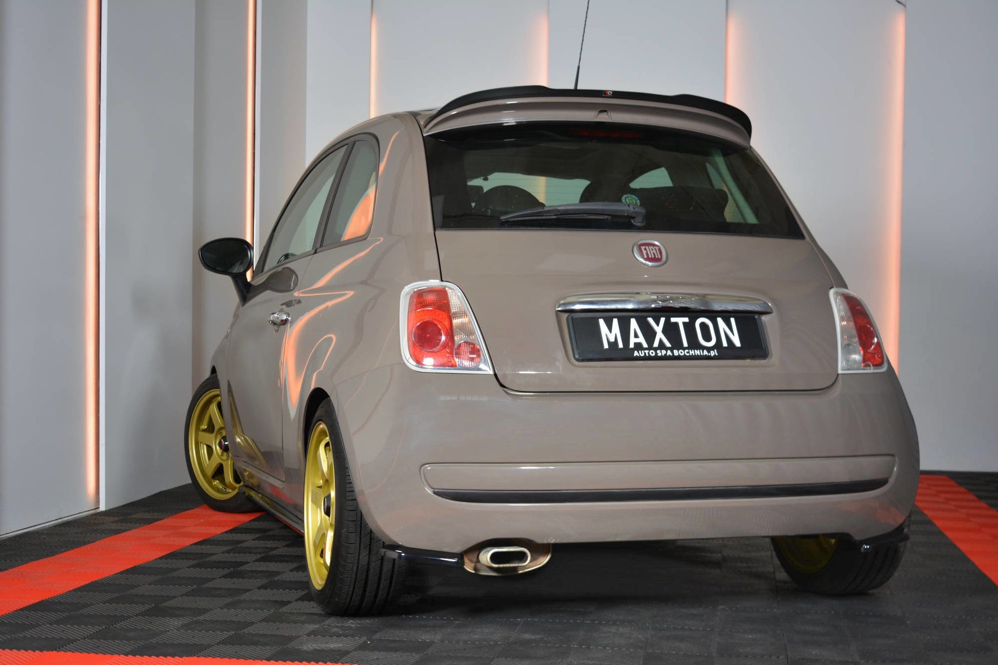 Heck Ansatz Flaps Diffusor für FIAT 500 HATCHBACK vor Facelift Carbon Look