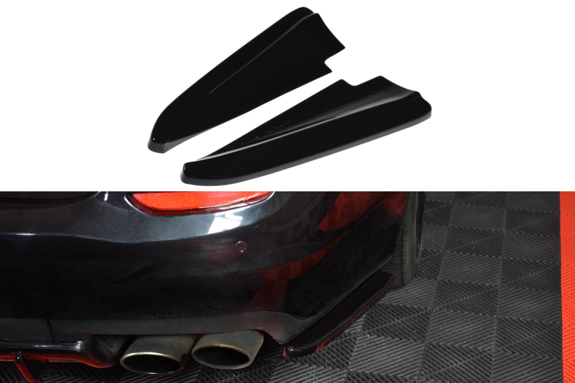 Heck Ansatz Flaps Diffusor für MASERATI QUATTROPORTE MK.6 vor Facelift schwarz Hochglanz