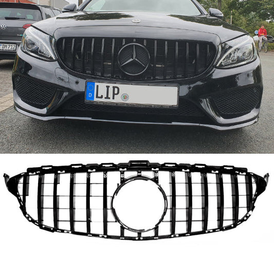 Sport-Kühlergrill für Panamericana GT Grill Schwarz Glanz passend für Mercedes C Klasse W205 S205 14-18