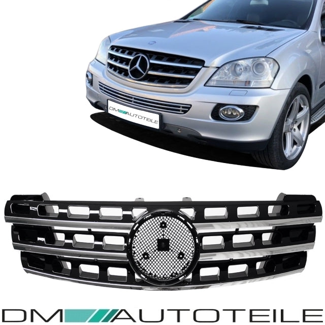 Kühlergrill Schwarz hochglanz + Chrom passend für Mercedes ML W164 05-08 Vormopf