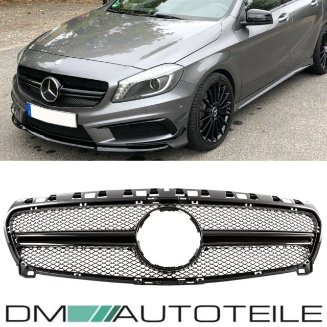 Sport Kühlergrill Schwarz Glanz passt für Mercedes A-Klasse W176 ab 13-15 nicht für AMG 45