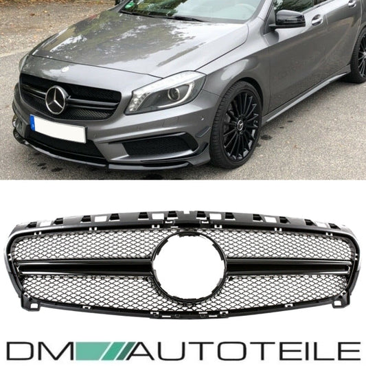 Sport Kühlergrill Schwarz Glanz passt für Mercedes A-Klasse W176 ab 13-15 nicht für AMG 45
