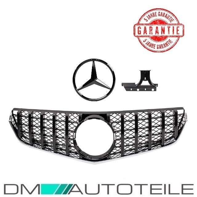Sport-Kühlergrill für Panamericana GT Schwarz Glanz+ Stern lackiert passt für Mercedes E-Klasse Coupe Cabrio W207 ab Bj 09-13