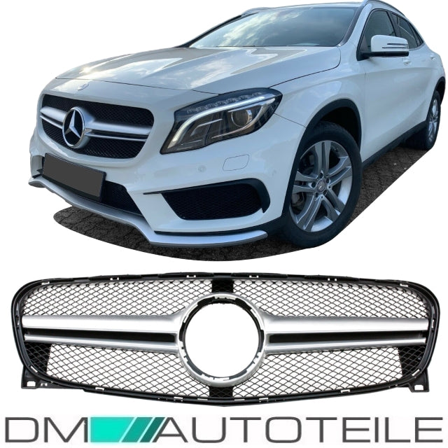 Sport Kühlergrill Silber Alu Matt passt für Mercedes GLA X156 ab 13-16 nicht AMG