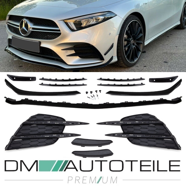 Sport-Frontspoiler Set schwarz passt für Mercedes A-Klasse W177 ab Baujahr 2018 A35 AMG Umbau