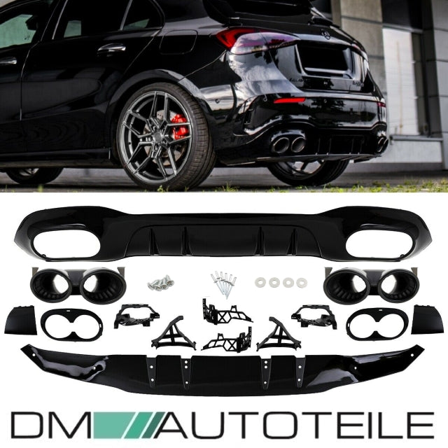 Set Performance Heckdiffusor + Blenden schwarz passt für Mercedes A-Klassse W177 Hatchback AMG-Line nicht A45